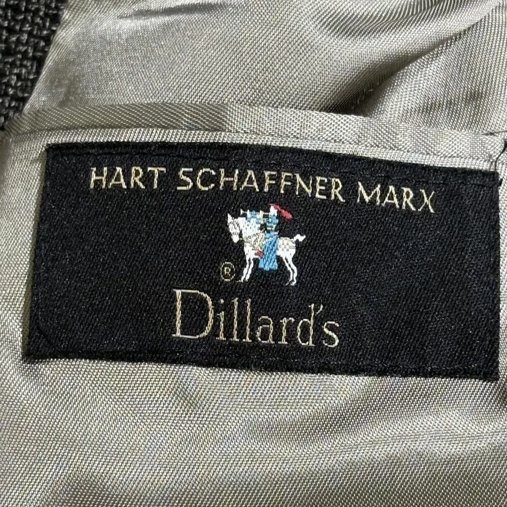 Hart Schaffner Marx Blazer Mens 41R Brown Gray Wool Made USA Check Sport Coat
